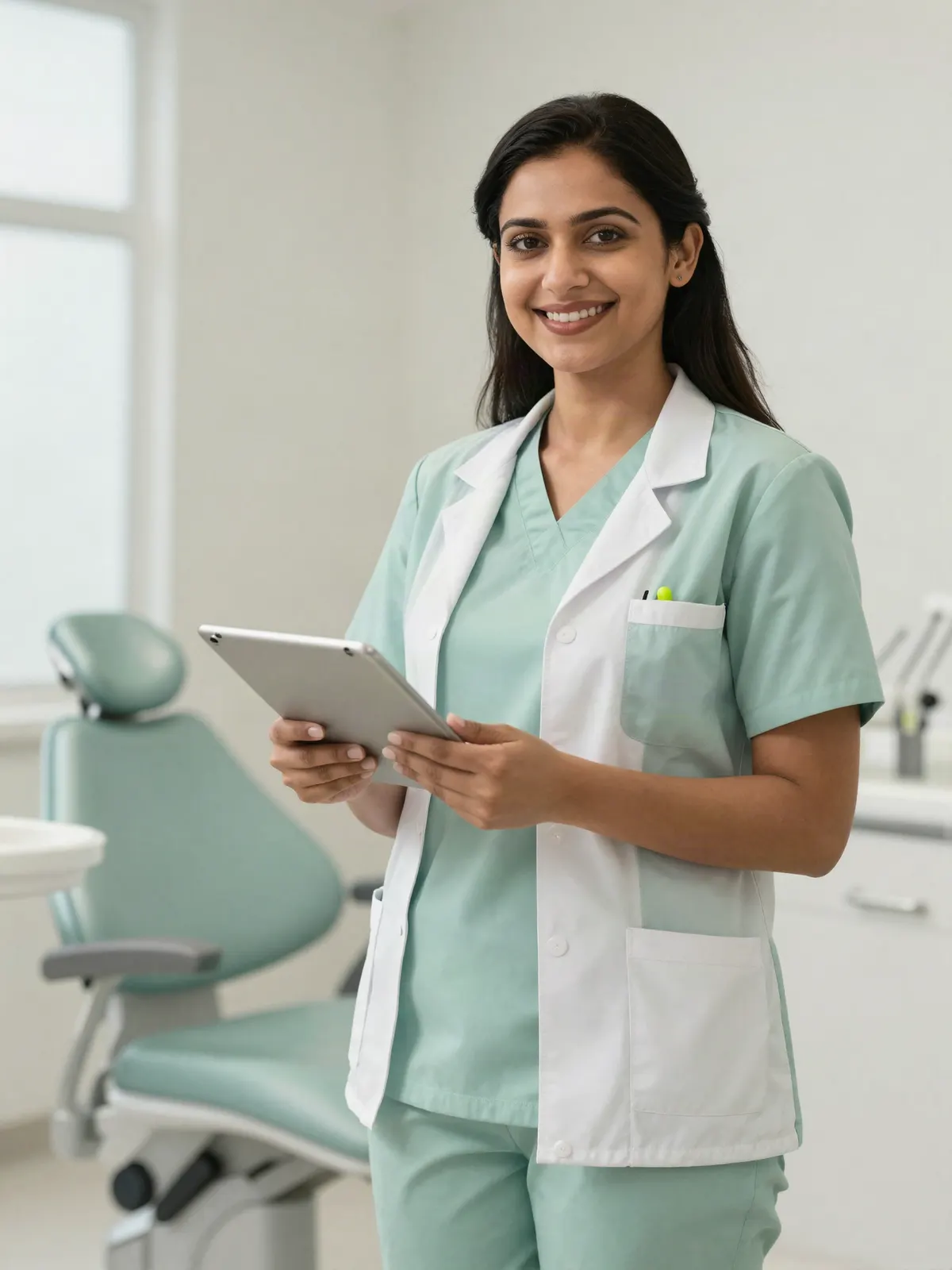 3D render of a dental jaw model on a sage background